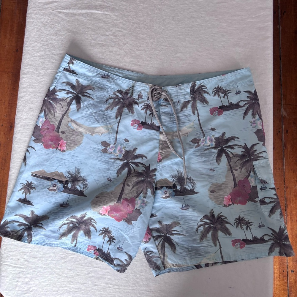 Men’s Raya Sun Contemporary Tie Front Unlined Swim Short Size XL